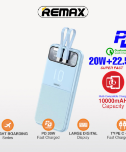 Power bank prenosiva baterija REMAX Stervui Series RPP-619 PD 20W+ QC 22.5W 10000mAh plavi