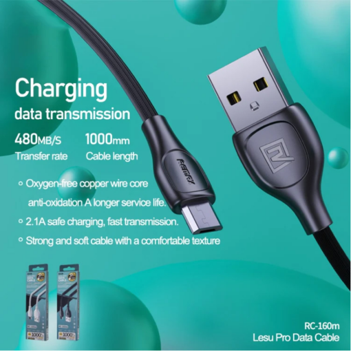 REMAX Lesu Pro series 2.1A Data Cable Type C RC-160m crni - Image 3