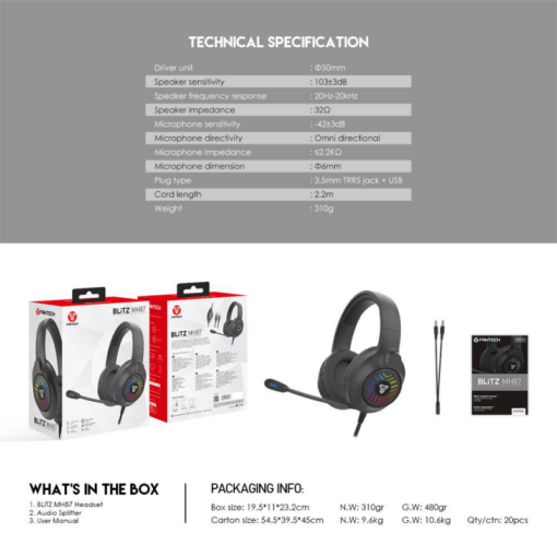 Slusalice Gaming Fantech MH87 Blitz Sakura - Image 4
