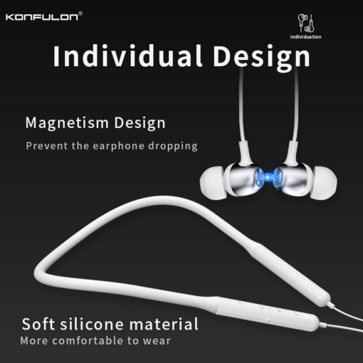 Slusalice KONFULON BHS-12 Magnetic wireless bele - Image 2
