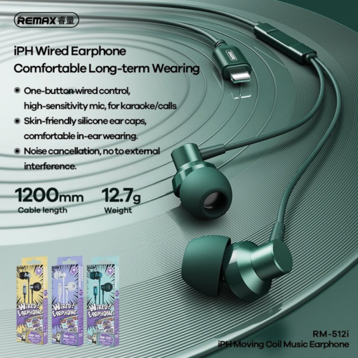 Slusalice REMAX RM-512i za iPhone lightning crne - Image 2