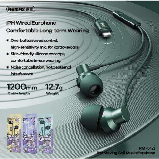 Slusalice REMAX RM-512i za iPhone lightning zelene