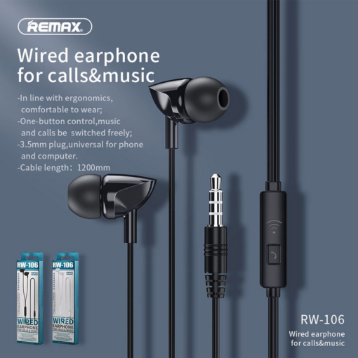Slusalice REMAX Wired RW-106 3.5 mm bele - Image 3