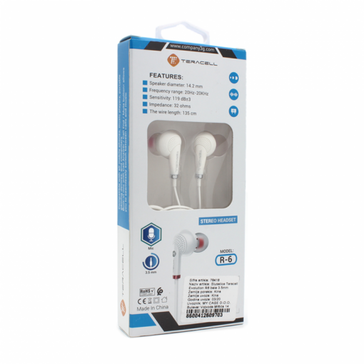 Slusalice Teracell Evolution R6 bele 3.5mm - Image 2