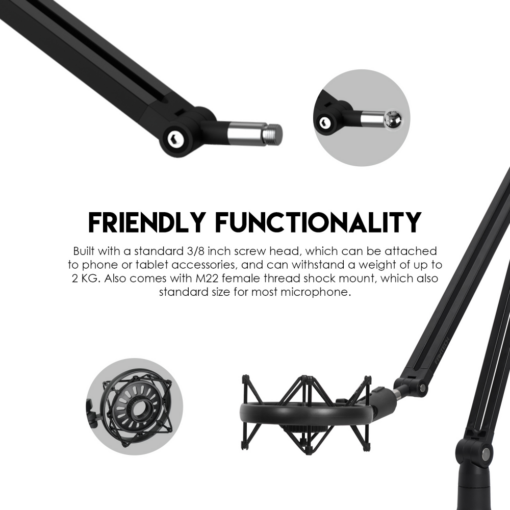 Studijski stalak za mikrofon Fantech AC902s Microfone boom arm crni - Image 4