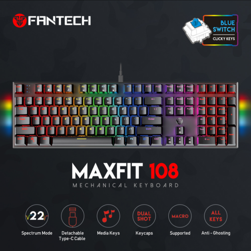 Tastatura Mehanicka Gaming Fantech MK855 RGB Maxfit 108 crna (Blue switch) - Image 5