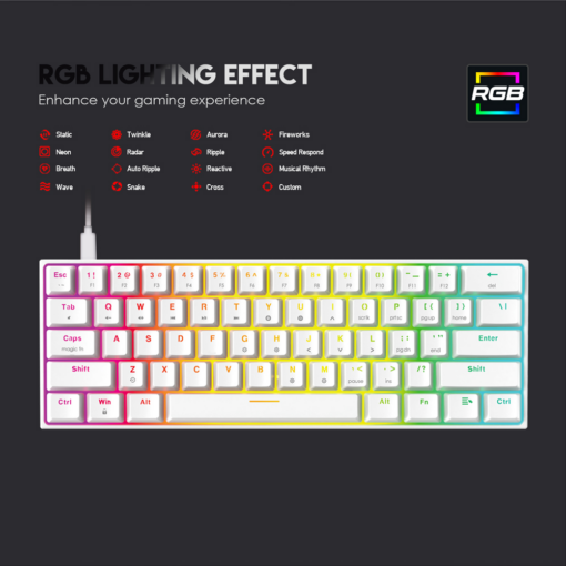 Tastatura Mehanicka Gaming Fantech MK857 RGB Maxfit61 FROST Wireless Space Edition (Blue switch) - Image 3