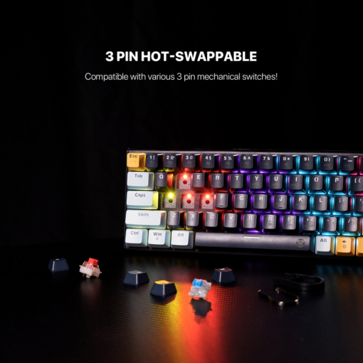 Tastatura Mehanicka Gaming Fantech MK874 RGB Atom 63 Navy (Blue switch) - Image 3