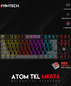 Tastatura Mehanicka Gaming Fantech MK876 RGB Atom TKL crna (Red switch)