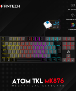 Tastatura Mehanicka Gaming Fantech MK876 RGB Atom TKL siva (Blue switch)