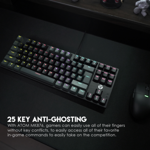 Tastatura Mehanicka Gaming Fantech MK876 RGB Atom TKL siva (Blue switch) - Image 2