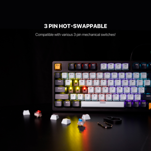 Tastatura Mehanicka Gaming Fantech MK890 RGB Atom MK96 SkyBlue (Blue switch) - Image 5