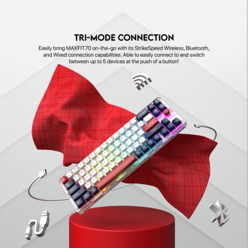 Tastatura Mehanicka Gaming Fantech MK911 RGB Vibe Maxfit 70 Epic Greyscale Wireless (Yellow switch) - Image 5