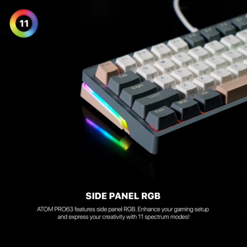 Tastatura Mehanicka Gaming Fantech MK912 RGB Atom PRO63 Wireless Mercury (red switch) - Image 5