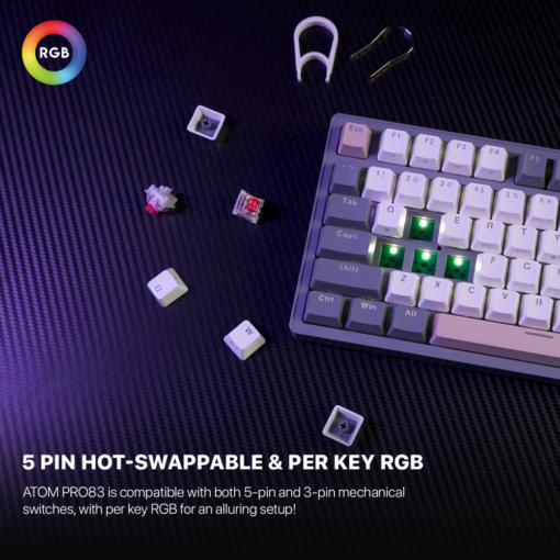 Tastatura Mehanicka Gaming Fantech MK913 RGB Atom PRO83 Wireless Saturn (red switch) - Image 5
