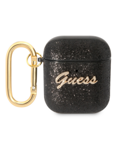 Torbica Guess za Airpods 1/2 PU Glitter Flake crna (GUA2HGGSHK)