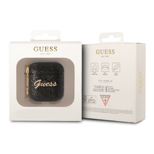 Torbica Guess za Airpods 1/2 PU Glitter Flake crna (GUA2HGGSHK) - Image 3