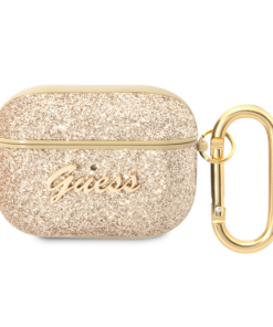 Torbica Guess za Airpods Pro PU Glitter Flake zlatna (GUAPHGGSHD)