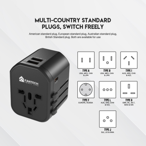 Univerzalni Multi Adapter Fantech TAC1 Power Cube 20W, PD, QC 3.0, 20W, crni - Image 5