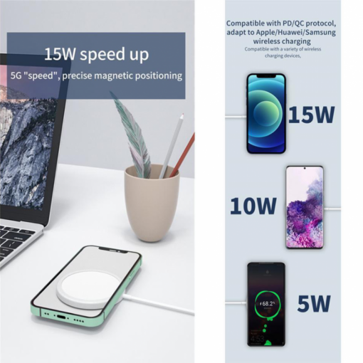 Wireless punjac iPhone 12 magnetic 15W beli - Image 4