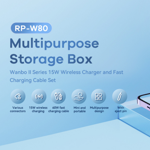 Wireless punjac REMAX Wanbo II Series RP-W80 15W Cable Set RP-W80 beli - Image 2