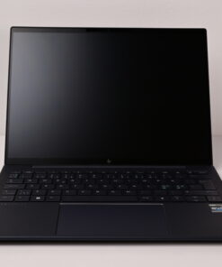 Front view of open HP Elite Dragonfly G3 with black screen